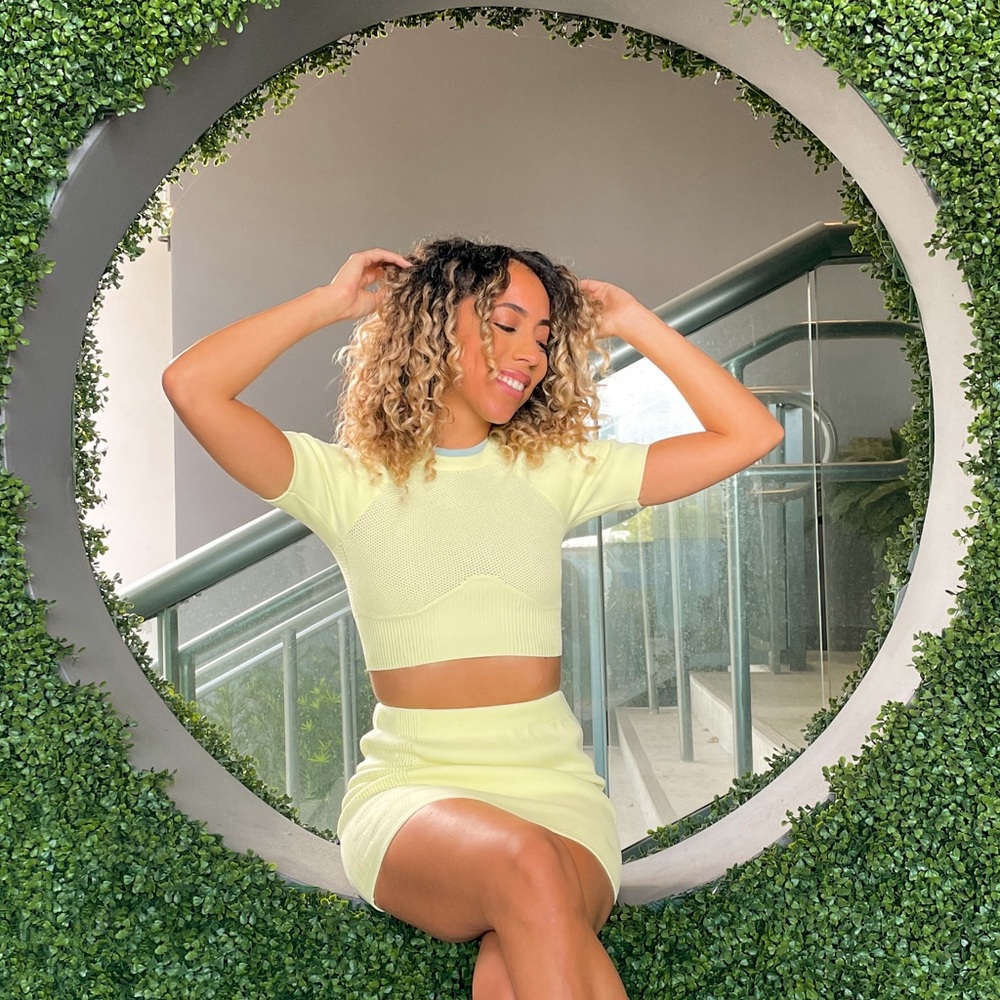 Ivy Park Neon Knit Skirt and Top